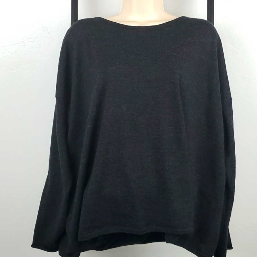 Eileen Fisher wool sweater open back long sleeve women size L